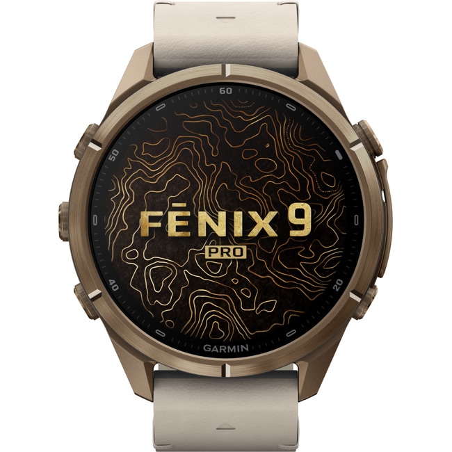 Garmin Fenix 9 Pro inReach - 43mm Doré / Cuir beige - 010-04335-41