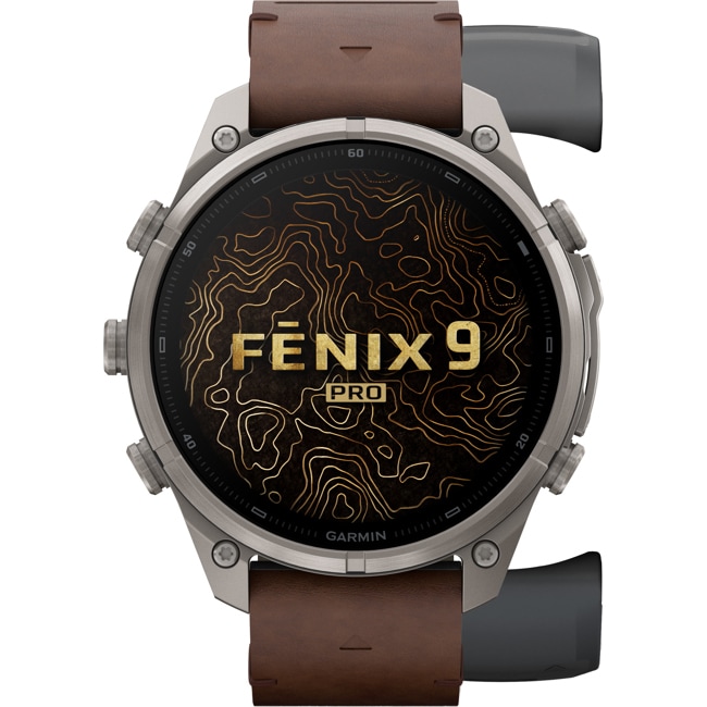 Garmin Fenix 9 Pro inReach - 47mm Titane / Cuir marron - 010-04336-41