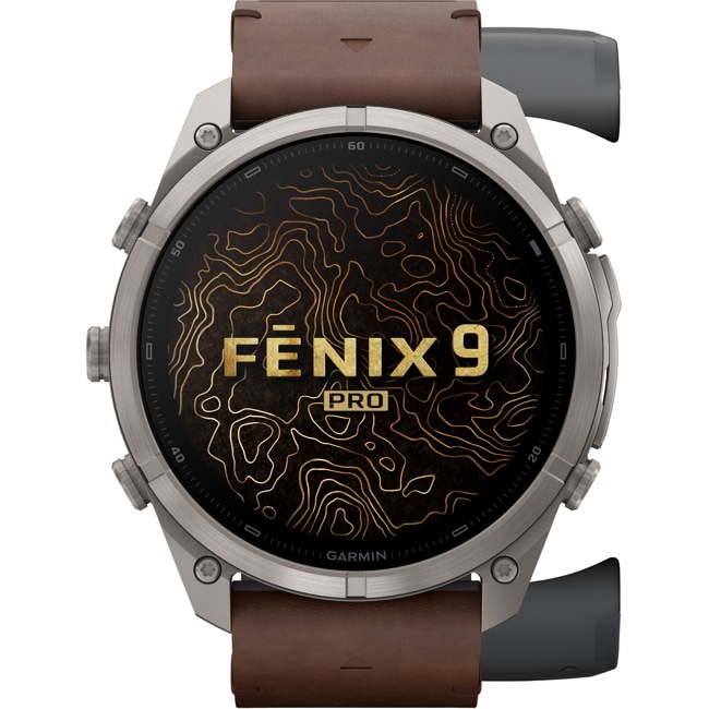 Garmin Fenix 9 Pro inReach - 51mm Titane / Cuir marron - 010-04337-41
