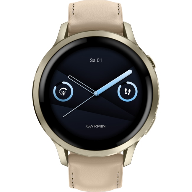 Garmin Venu 4 - 41mm Beige / Lunargold mit Lederarmband - 010-03013-03