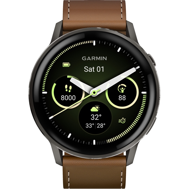 Garmin Venu 4 - 45mm Schwarz mit Lederarmband - 010-03014-03