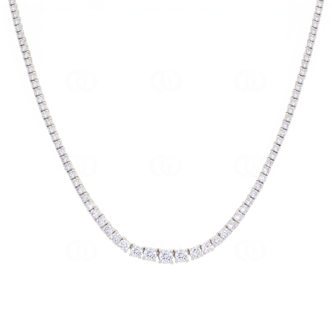 Gradient Tennis Necklace 750/18 K White Gold with Diamonds 5.57ct - KE-73723-WG