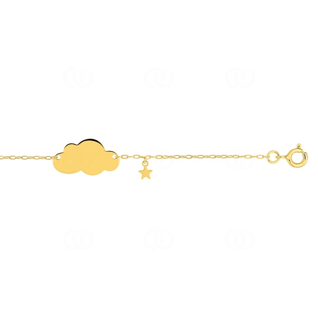 Engravable Bracelet 375/9 K Yellow Gold Cloud with Star Charm - 497119.00-14