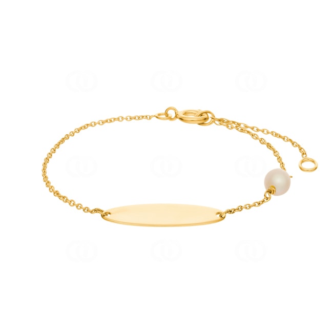 Gravurarmband 750/18 K Gelbgold mit Süsswasserzuchtperle 0.8mm - FR30BD9-14