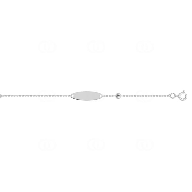 Gourmette bébé or gris 750/18 ct ovale avec zircone - 4.7143.Z1-14