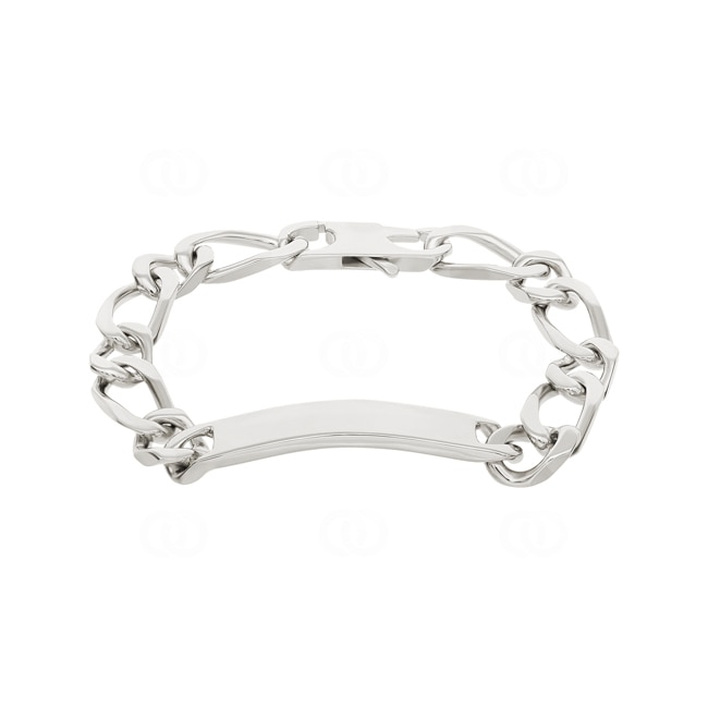 Gravurarmband Figaro 1+1 4-seitig 925 Silber rhodiniert 10.0mm - 304020