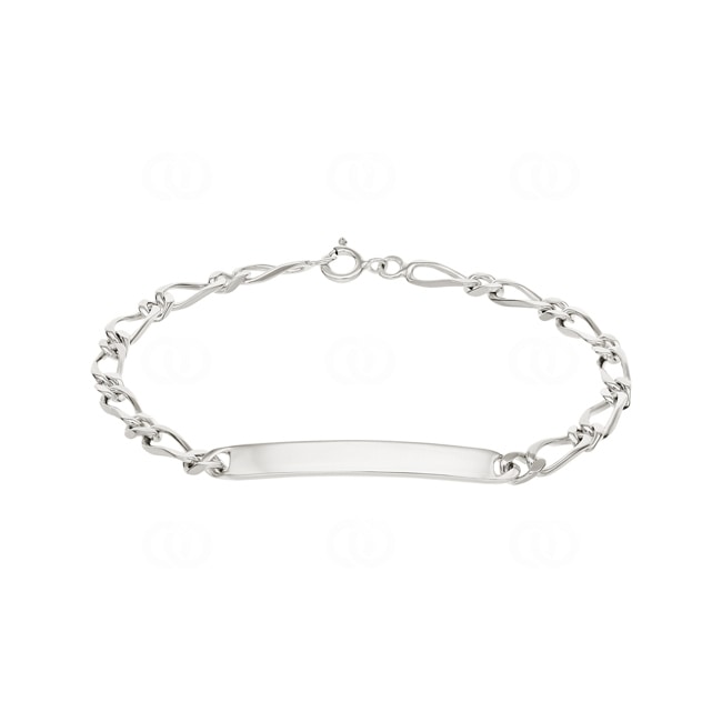 Gravurarmband Figaro 1+1 4-seitig 925 Silber rhodiniert 3.0mm - 304013