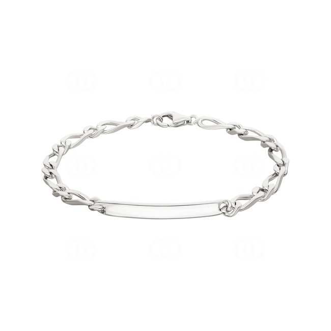 Gravurarmband Figaro 1+1 4-seitig 925 Silber rhodiniert 4.0mm - 304014