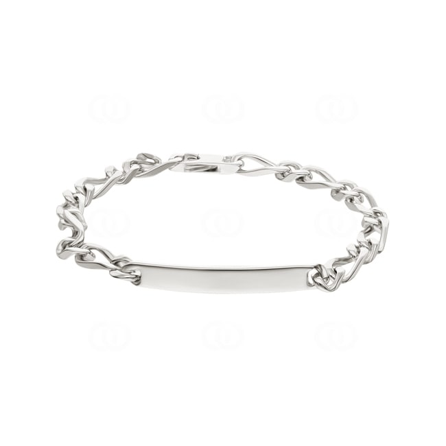 Gravurarmband Figaro 1+1 4-seitig 925 Silber rhodiniert 5.0mm - 304016