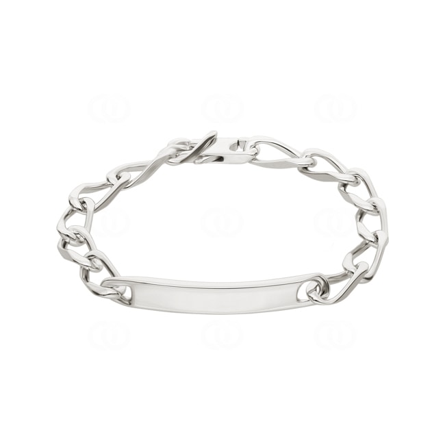 Gravurarmband Figaro 1+1 4-seitig 925 Silber rhodiniert 8.0mm - 304019