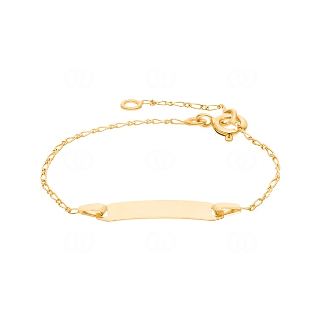 Gravurarmband Figaro 1+1 750/18 K Gelbgold 1.2mm - 13cm - L229-13