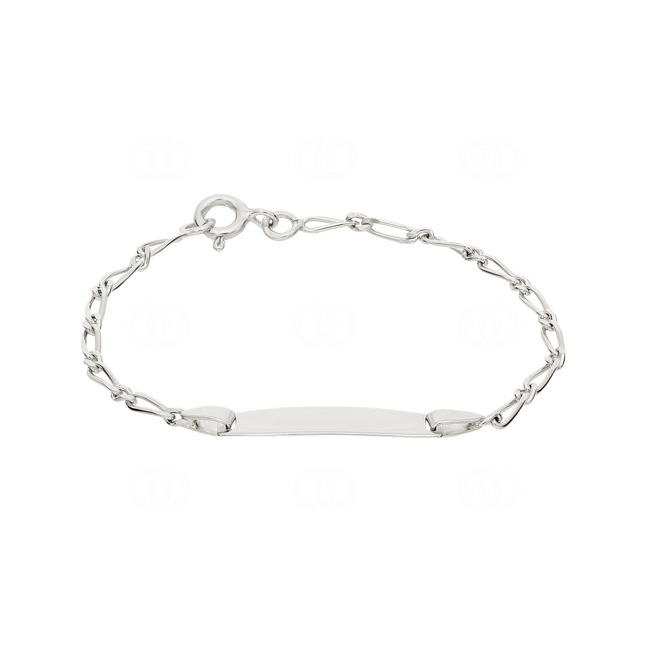 Engravable Figaro Bracelet 1+1 925 Silver rhodium-plated 2.1mm - 334046