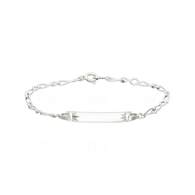 Engravable Figaro Bracelet 1+1 925 Silver rhodium-plated 2.6mm - 334026