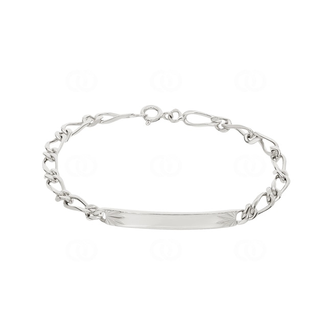 Gravurarmband Figaro 1+1 925 Silber rhodiniert 3.5mm - 334029