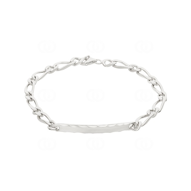 Gravurarmband Figaro 1+1 925 Silber rhodiniert 4.3mm - 334039