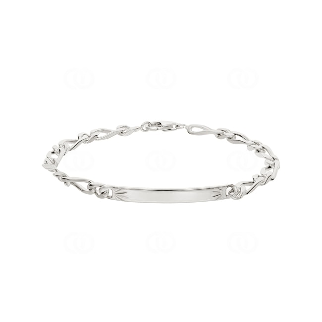Gravurarmband Figaro 1+1 925 Silber rhodiniert 4.4mm - 304015