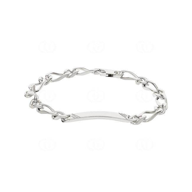 Gravurarmband Figaro 1+1 925 Silber rhodiniert 6.0mm - 334037