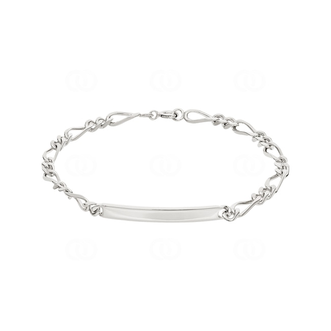 Bracelet figaro 2+1 4 faces à graver Argent 925 rhodié 3.0mm - 304021