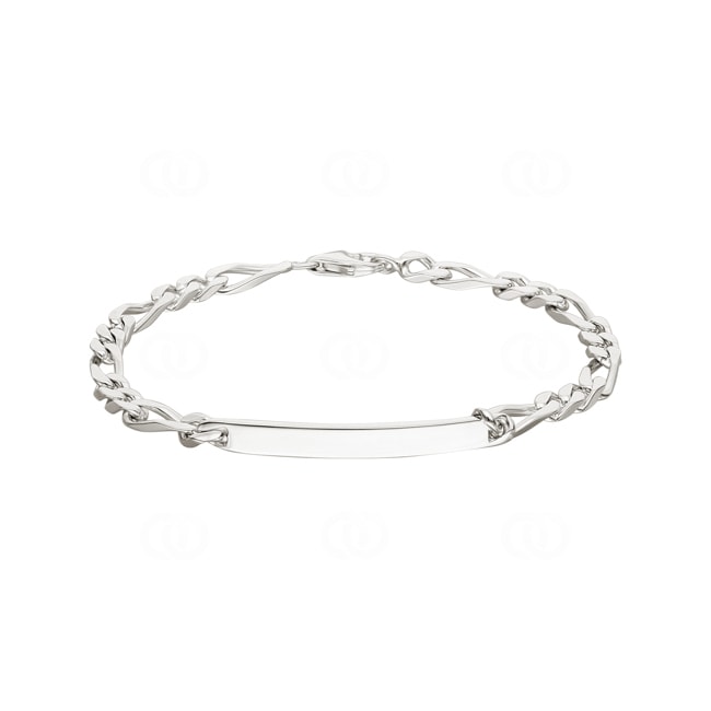 Engravable Figaro Bracelet 2+1 925 Silver rhodium-plated 4.0mm - 304022