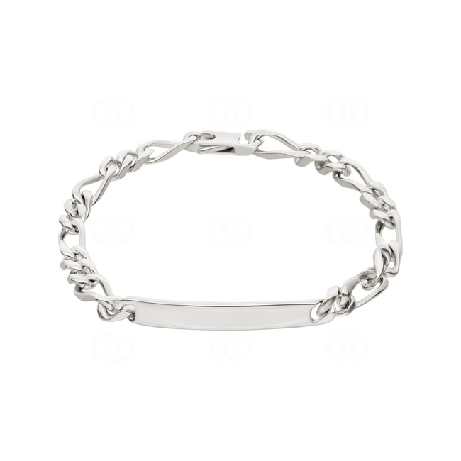 Engravable Figaro Bracelet 2+1 925 Silver rhodium-plated 5.0mm - 304023