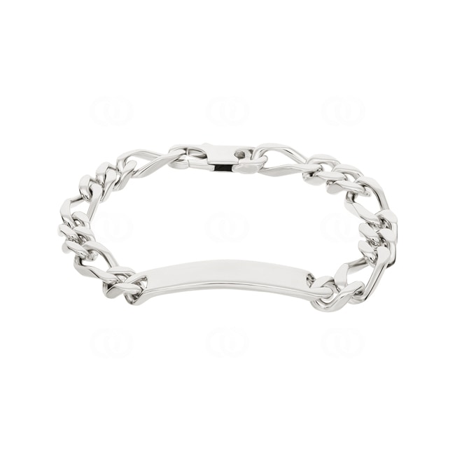 Engravable Figaro Bracelet 2+1 925 Silver rhodium-plated 6.0mm - 304024