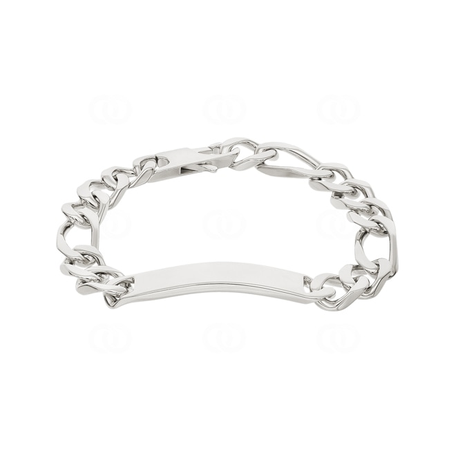 Gravurarmband Figaro 3+1 4-seitig 925 Silber rhodiniert 10.0mm - 304036