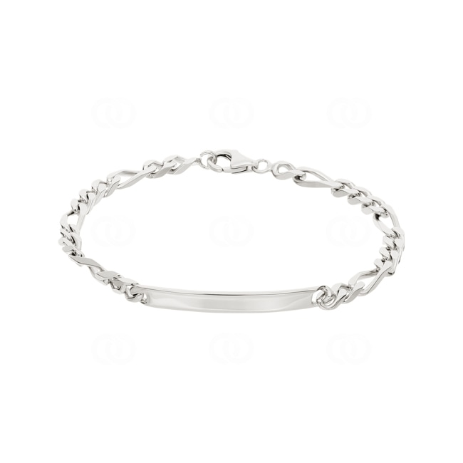 Gravurarmband Figaro 3+1 4-seitig 925 Silber rhodiniert 3.0mm - 304028