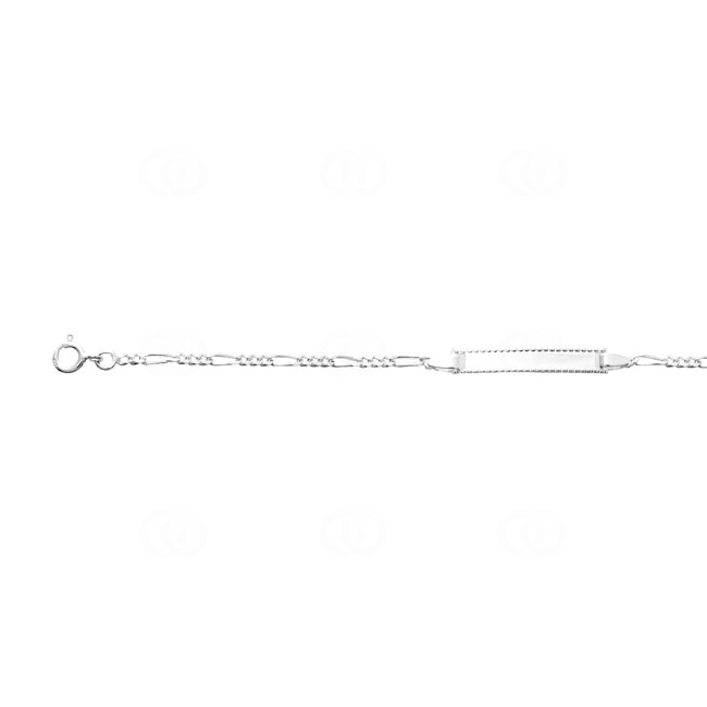 Engravable Figaro Bracelet 3+1 925 Silver rhodium-plated 2.1mm - 314105