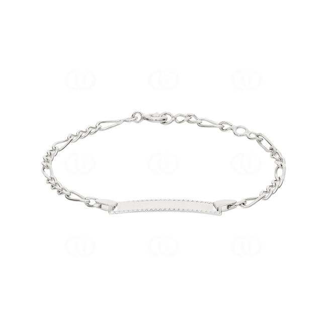 Engravable Figaro Bracelet 3+1 925 Silver rhodium-plated 2.4mm - 04039.00-15