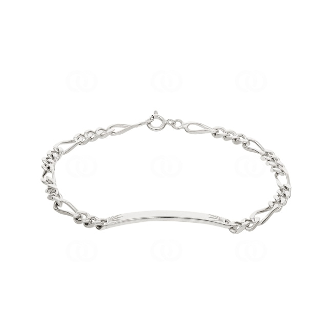 Gravurarmband Figaro 3+1 925 Silber rhodiniert 3.5mm - 334030