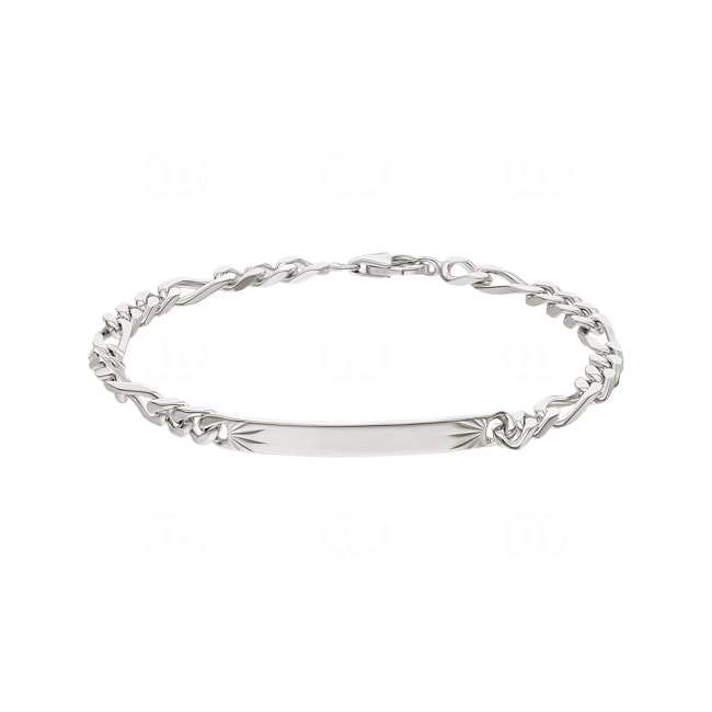 Gravurarmband Figaro 3+1 925 Silber rhodiniert 4.4mm - 304030