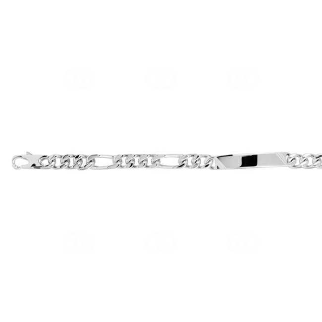 Engravable Figaro Bracelet 3+1 925 Silver rhodium-plated 6.5mm - 304121