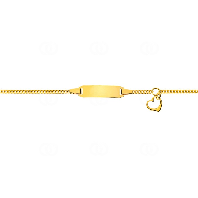 Gourmette bébé or jaune 750/18 ct 1.7 mm avec cœur - BBE102414