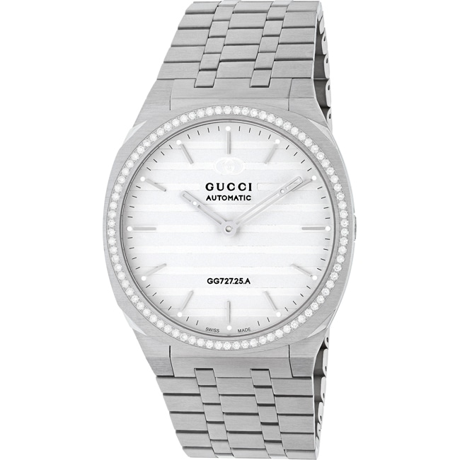 Gucci 25H Automatic Diamonds Silver 40mm - YA163303