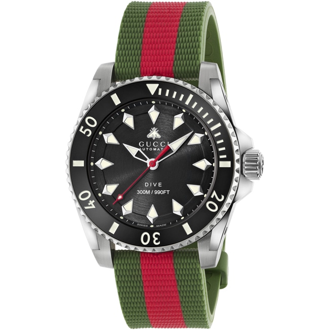 Gucci Dive L Automatic Vert / Rouge - YA136349