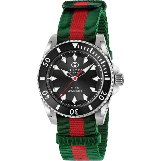 Gucci Dive L Automatic Nato Grün / Rot Gucci Dive L Automatic Nato Grün / Rot - YA136364