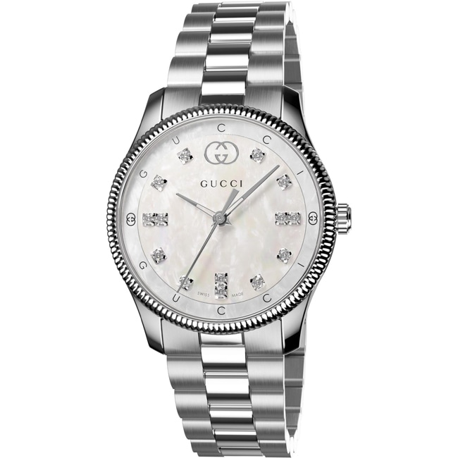 Gucci G-Timeless Diamonds Perlmutt 29mm - YA1265064