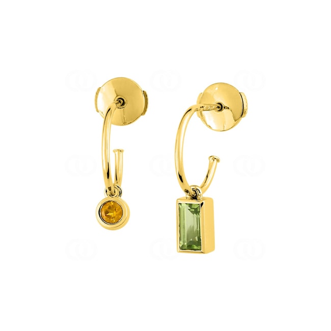 Halbcreolen 750/18 K Gelbgold mit Peridot & Citrin Halbcreolen 750/18 K Gelbgold mit Peridot & Citrin - J20009.B0