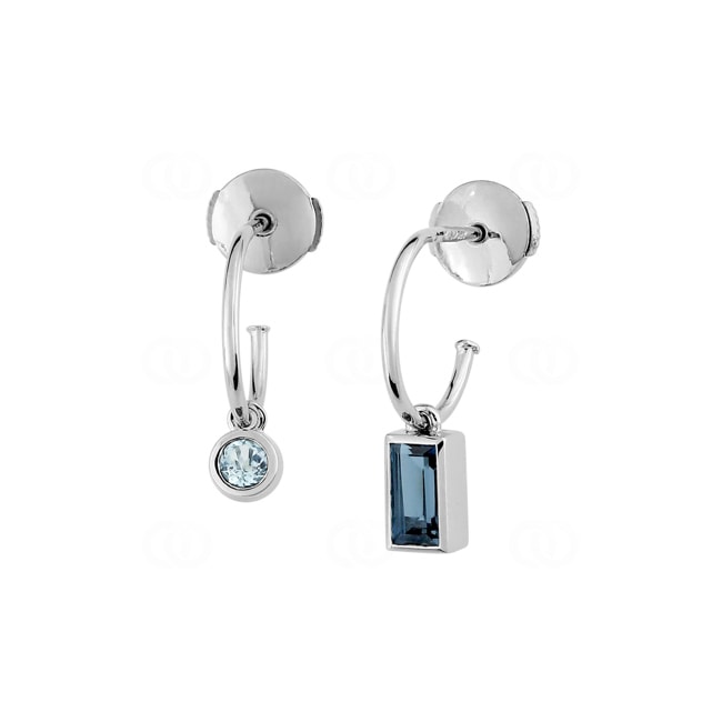 Halbcreolen 750/18 K Weissgold mit Blautopasen London & Sky Blue Halbcreolen 750/18 K Weissgold mit Blautopasen London & Sky Blue - J20009.T1