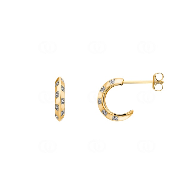 Halbkreolen 750/18 K Gelbgold mit Diamanten 0.08 ct H/si - OR-73406-GG