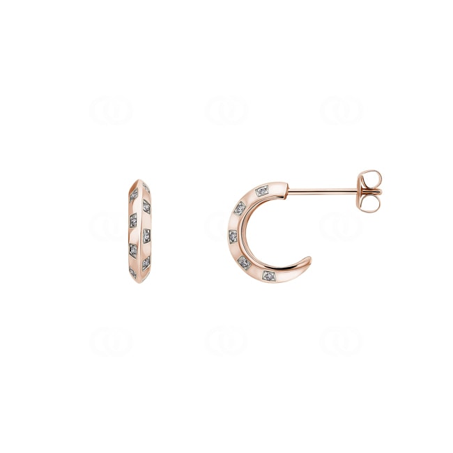 Halbkreolen 750/18 K Roségold mit Diamanten 0.08 ct H/si - OR-73406-RG