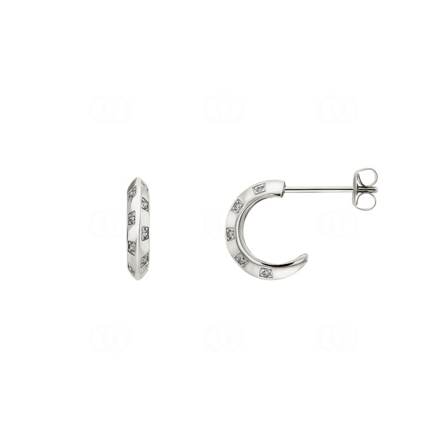 Halbkreolen 750/18 K Weissgold mit Diamanten 0.08 ct H/si - OR-73406-WG