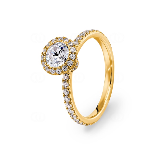 Bague diamant halo or jaune 750/18 ct 1.32 ct G/si - RI-6448-03-GG
