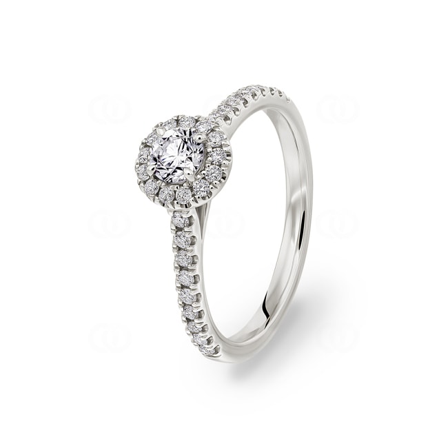 Bague diamant halo or gris 750/18 ct 0.56 ct G/si - RI-6446-02-WG