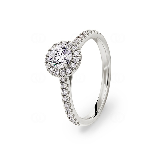 Bague diamant halo or gris 750/18 ct 0.85 ct G/si - RI-6445-02-WG
