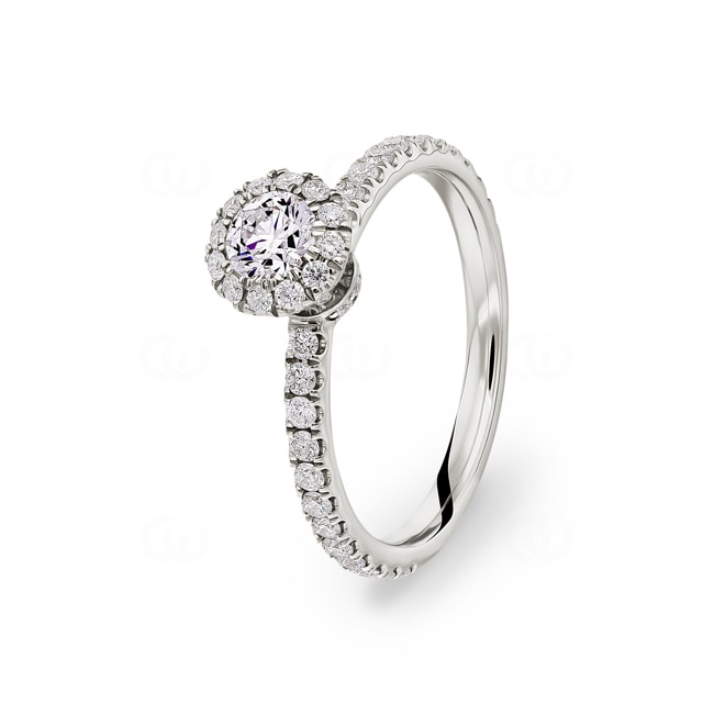 Bague diamant halo or gris 750/18 ct 0.89 ct G/si - RI-6450-02-WG