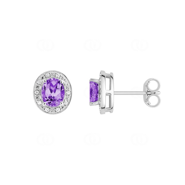 Halo Ohrstecker 375/9 K Weissgold mit Amethysten & Zirkonia - 297091.A1