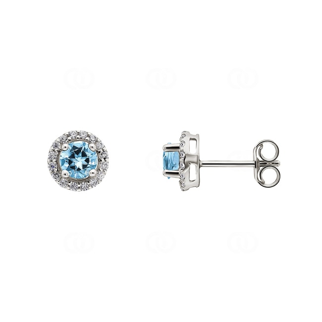 Halo Ohrstecker 375/9 K Weissgold mit Blautopas & Zirkonia - 293061.T1