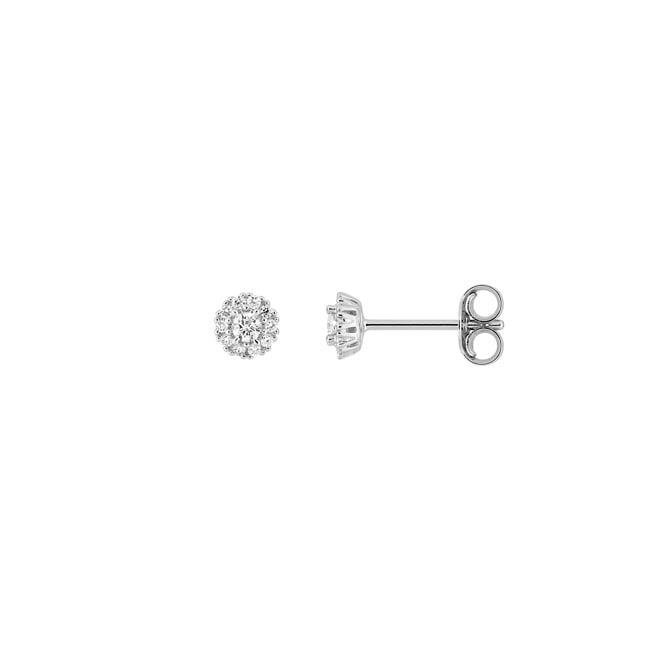 Clous d'oreilles halo or gris 375/9 ct avec diamants de laboratoire 0.11 ct - 9KLGD052W