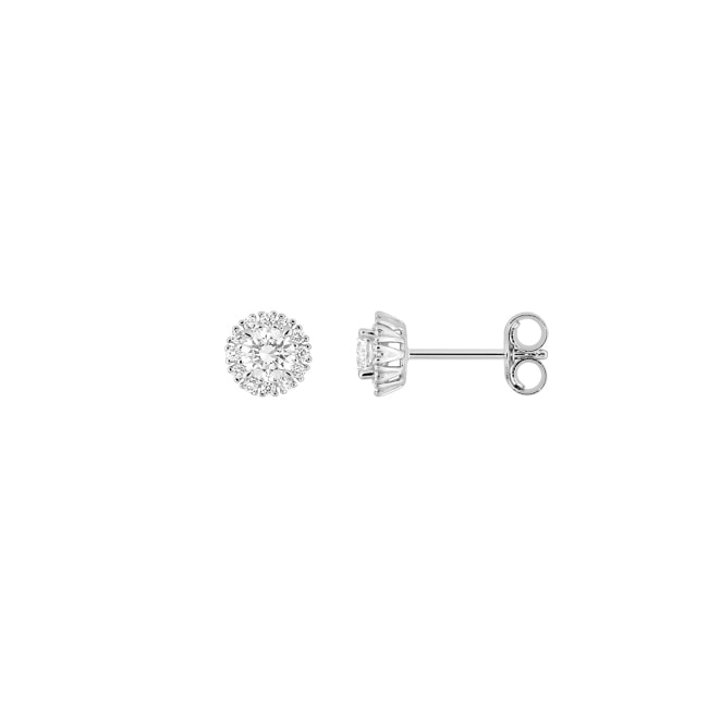 Clous d'oreilles halo or gris 375/9 ct avec diamants de laboratoire 0.40 ct - 9KLGD056W